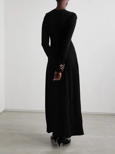 The Row Lilibet Wool And Silk-blend Crepe Midi Dress In Black