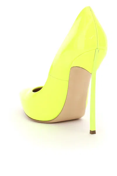 Casadei Blade 115mm Patent Leather Pumps In Yellow