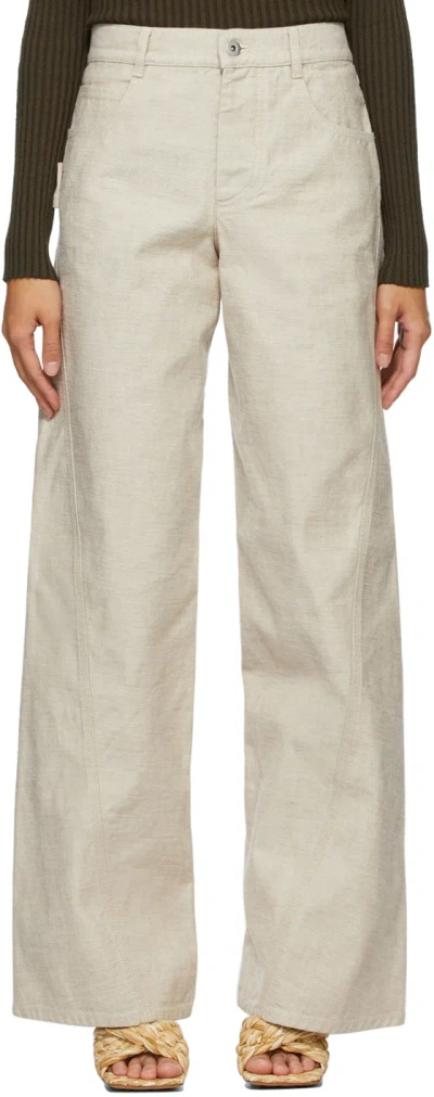 Bottega Veneta Wide-leg Panelled Trousers In Neutral