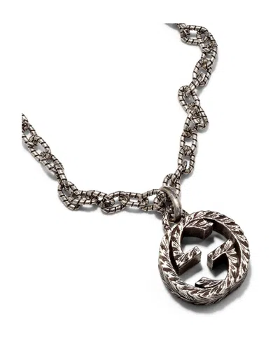 Gucci G Imitation Old Effect Necklace In Metallic