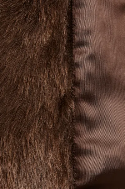 Loewe Shearling Hooded Jacket Coats Brown In Brown
