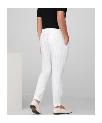 Brunello Cucinelli Mid-rise Stripe-printed Straight-leg Trousers In White