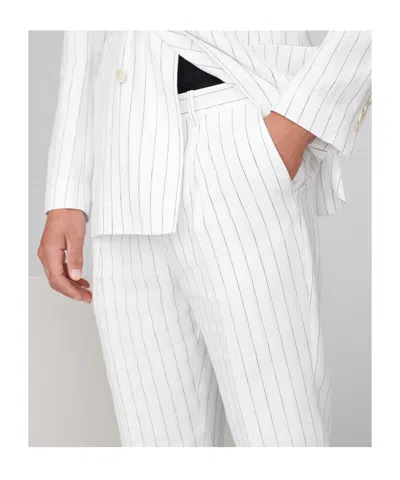 Brunello Cucinelli Mid-rise Stripe-printed Straight-leg Trousers In White