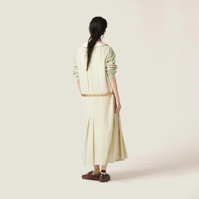 Miu Miu Garment-dyed Crepe De Chine Dress In Green