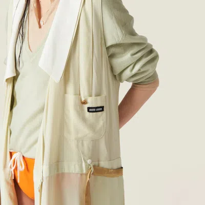 Miu Miu Garment-dyed Crepe De Chine Dress In Green