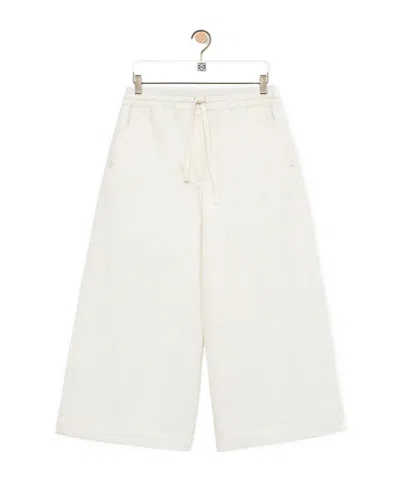 Loewe Cropped Trousers In Denim In White