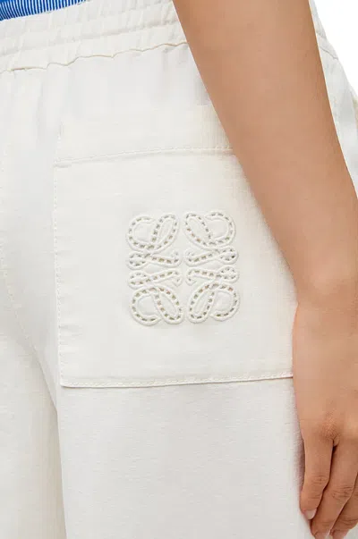 Loewe Cropped Trousers In Denim In White