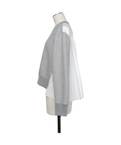 Sacai Knife-pleats Crew-neck Sweatshirt In Gray