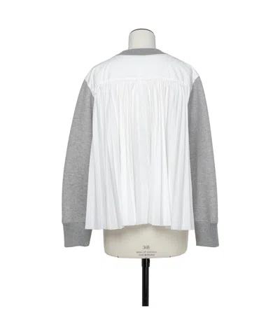 Sacai Knife-pleats Crew-neck Sweatshirt In Gray