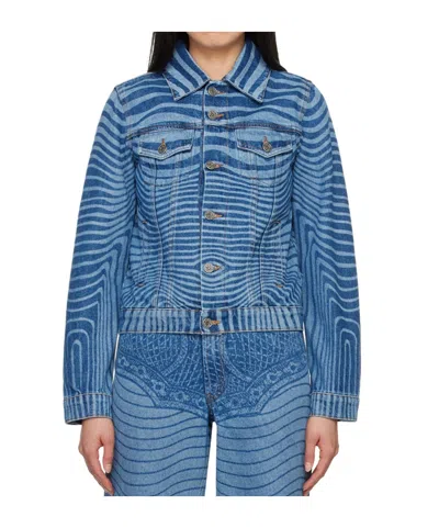 Jean Paul Gaultier Blue Laser Printed Denim Jacket In 57 Vintageblue