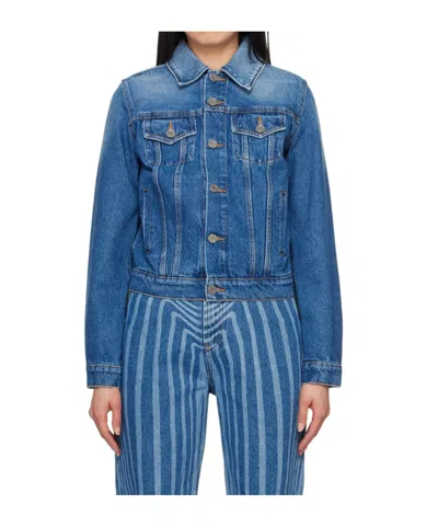 Jean Paul Gaultier Printed Denim Jacket In Blue