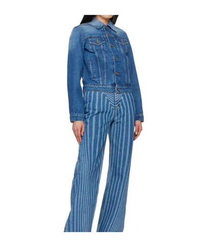 Jean Paul Gaultier Printed Denim Jacket In Blue