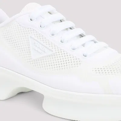 Prada Round Toe Sneakers In White