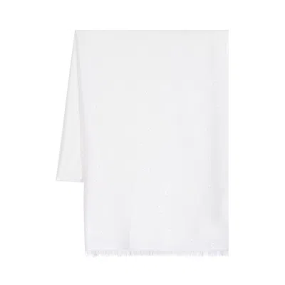Brunello Cucinelli Sequin-embellished Frayed-hem Scarf In White