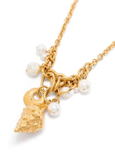 Chloé Chain And Pearl Pendant Necklaces In Yellow