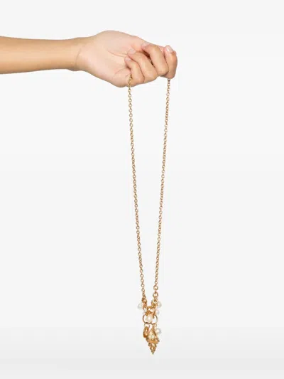 Chloé Chain And Pearl Pendant Necklaces In Yellow