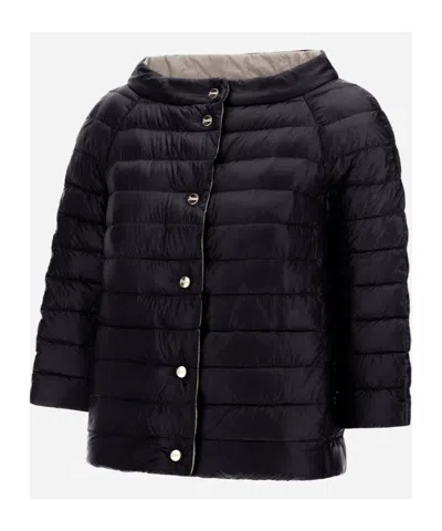 Herno Double-sided Snap Button Down Jacket In Black