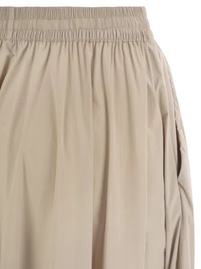 Herno Women Maxi Beige Dress With Drawstring In Stretch Polyamide Woman In Neutral