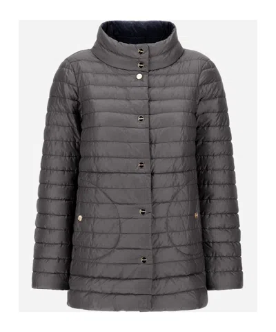 Herno Double-sided Snap Button Down Jacket In Blue