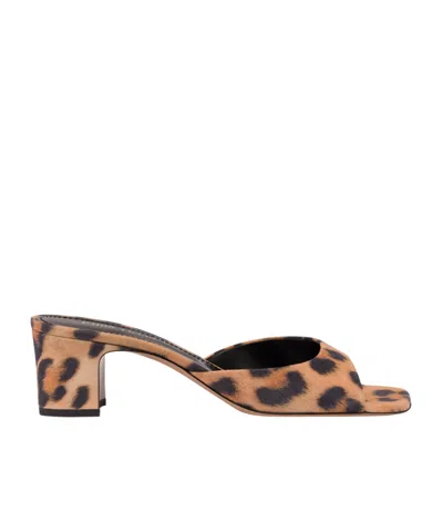Paris Texas Lara Natural Leopard Heeled Mules In Neutral