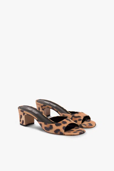 Paris Texas Lara Natural Leopard Heeled Mules In Neutral