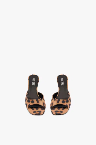 Paris Texas Lara Natural Leopard Heeled Mules In Neutral