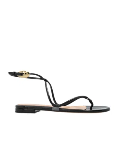 Gianvito Rossi Mamba Leather Flat Sandals In Black