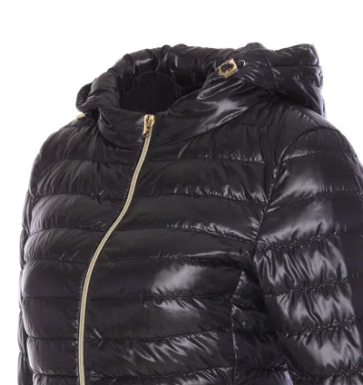 Herno Puffer Jacket Lightweight Drawstring Hood In Black