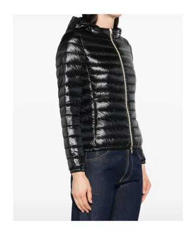 Herno Puffer Jacket Lightweight Drawstring Hood In Black