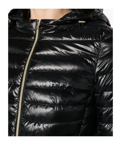 Herno Puffer Jacket Lightweight Drawstring Hood In Black