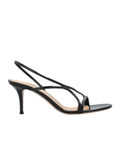 Gianvito Rossi Shiny Nappa Strappy Slingback Sandals In Black