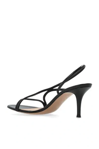 Gianvito Rossi Shiny Nappa Strappy Slingback Sandals In Black