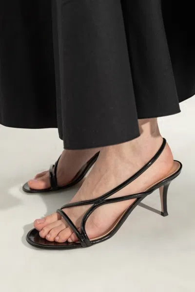 Gianvito Rossi Shiny Nappa Strappy Slingback Sandals In Black