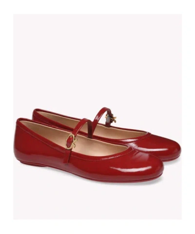 Gianvito Rossi Carla Buckle-strap Ballerina Shoes In Red