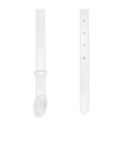 Diesel Womens T1003 B-play 15 Mirrored Leather Belt In White