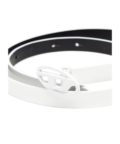 Diesel Womens T1003 B-play 15 Mirrored Leather Belt In White