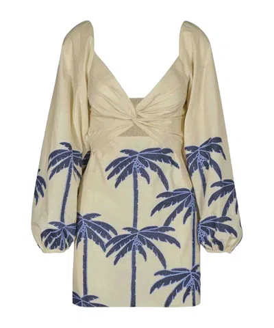 Johanna Ortiz The Power Of The Sea Dress In Ecru Blue In Ecru/blue