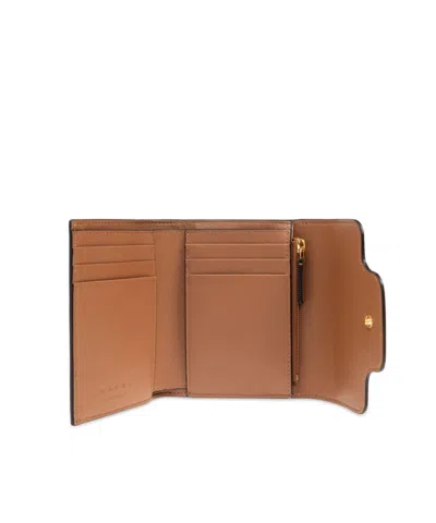 Marni Trunkaroo Tri-fold Wallet Foldover Top In Brown