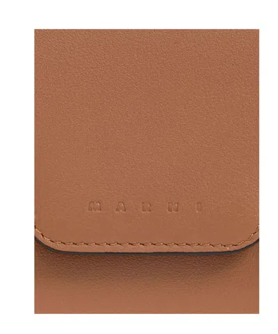 Marni Trunkaroo Tri-fold Wallet Foldover Top In Brown