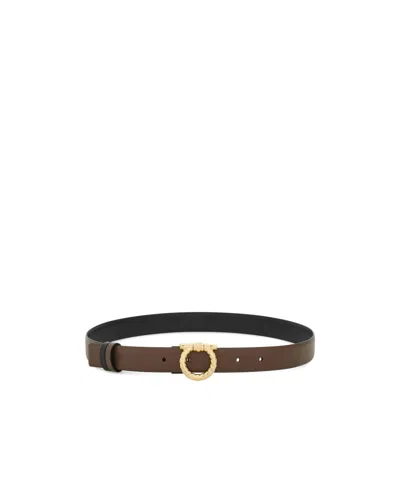 Ferragamo Gancini Reversible Belt In Brown
