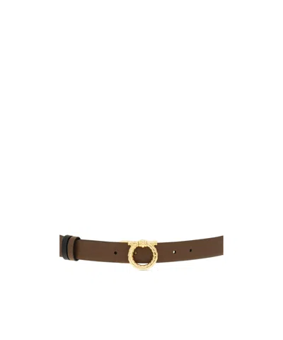 Ferragamo Gancini Reversible Belt In Brown