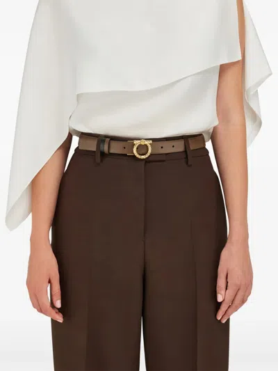 Ferragamo Gancini Reversible Belt In Brown