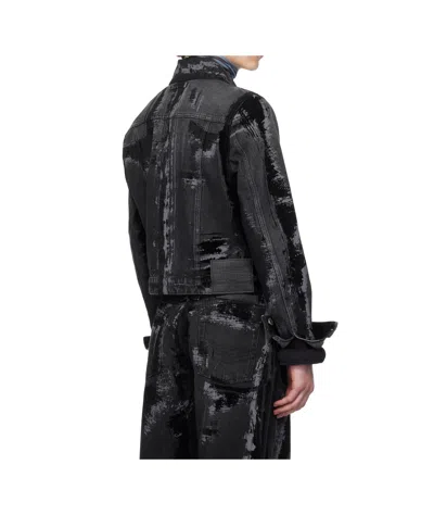 Jean Paul Gaultier Denim Jacket With Black Flock Detailing