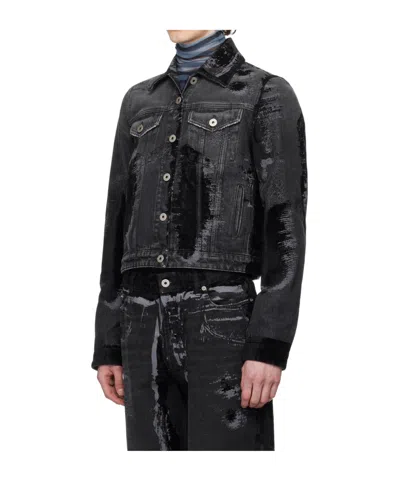 Jean Paul Gaultier Denim Jacket With Black Flock Detailing