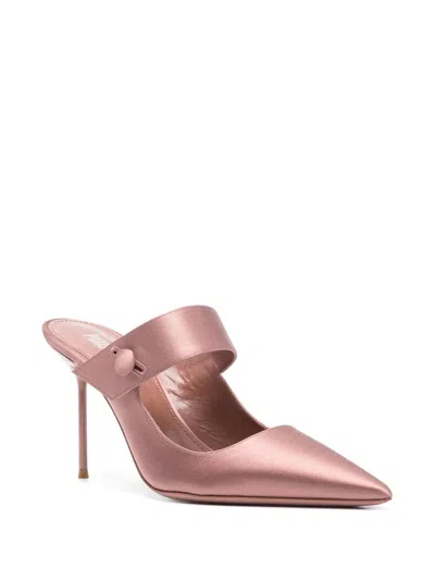Paris Texas Pointed Toe Satin Mules In Pink