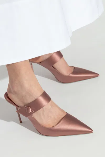 Paris Texas Pointed Toe Satin Mules In Pink