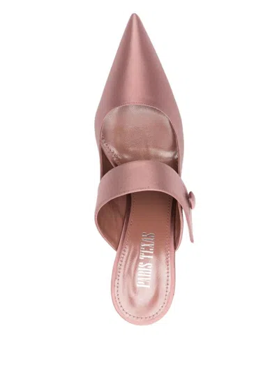 Paris Texas Pointed Toe Satin Mules In Pink
