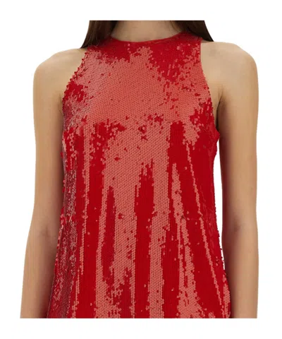 Msgm Sequined Dress In Brown