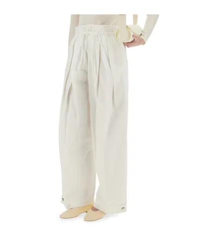 Jil Sander Wide Pants In Cotton Gabardine In White