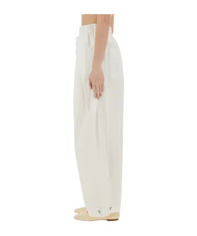 Jil Sander Wide Pants In Cotton Gabardine In White
